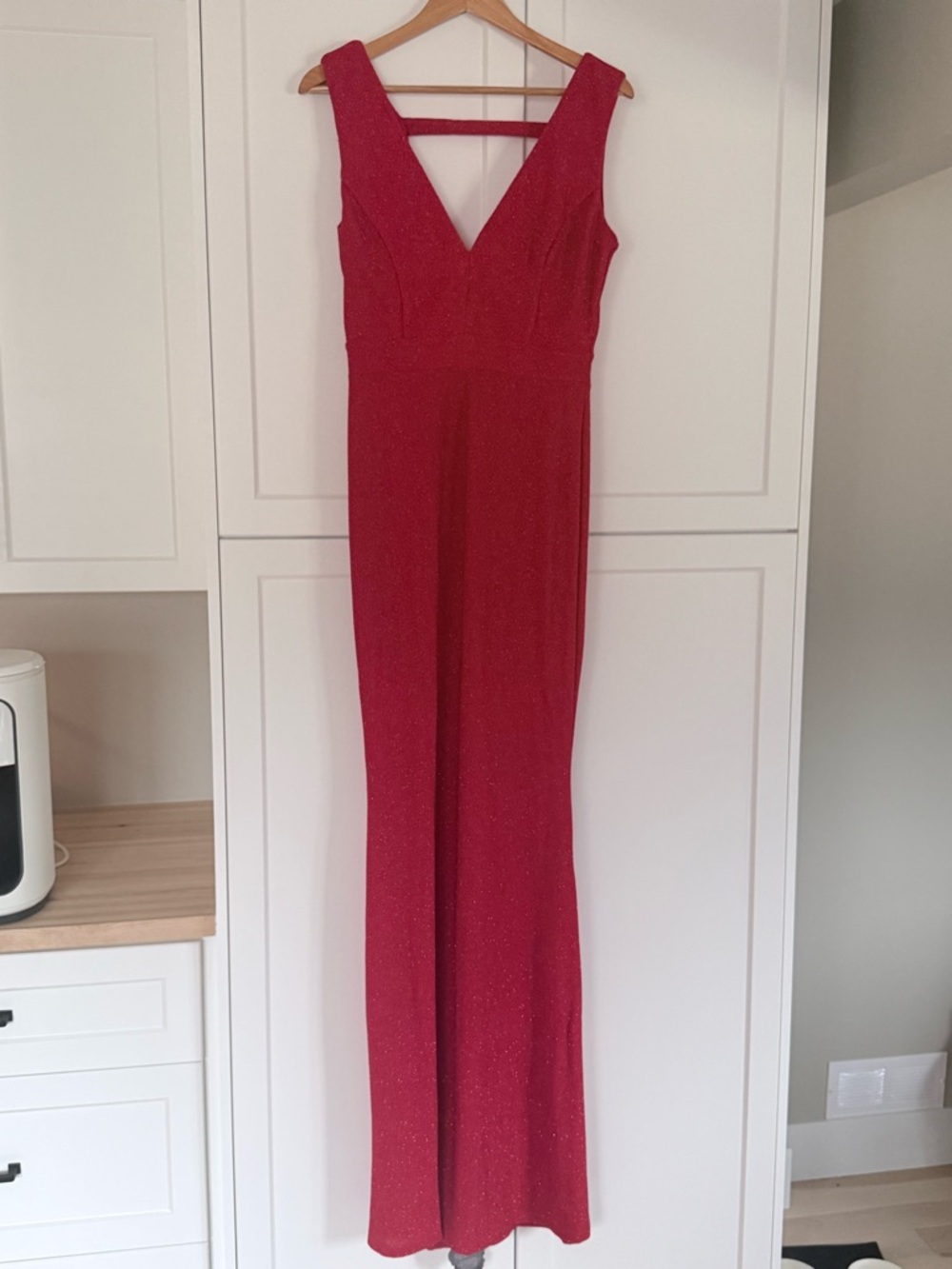 Red Sparkly Maxi Dress ✨ Elegant V-Neck Formal Gown NWT - Picture 13 of 13